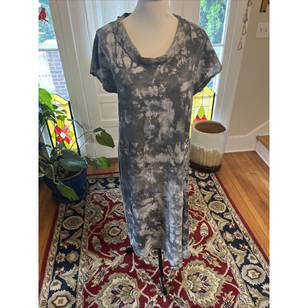 Oh My Gauze Dress 2 L/XL Black Blue Gray Tie Dye Boho Hippie Lagenlook Maxi - Picture 4 of 13